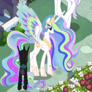 Rainbowified Celestia in-town.png
