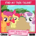 Apple Bloom's, Sweetie Belle's, and Scootaloo's pony resolution for 2014: "find my true talent".