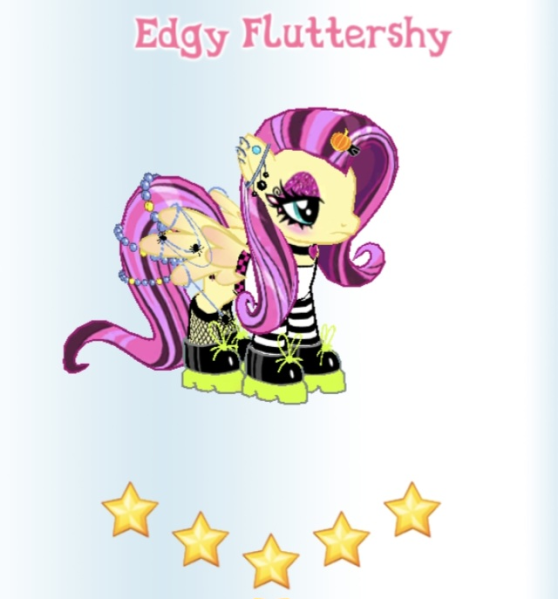 File:Edgy Fluttershy in-game.png